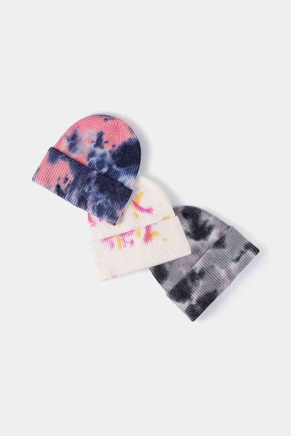 Tie-Dye Cuffed Rib-Knit Beanie Hat - Damned Threads