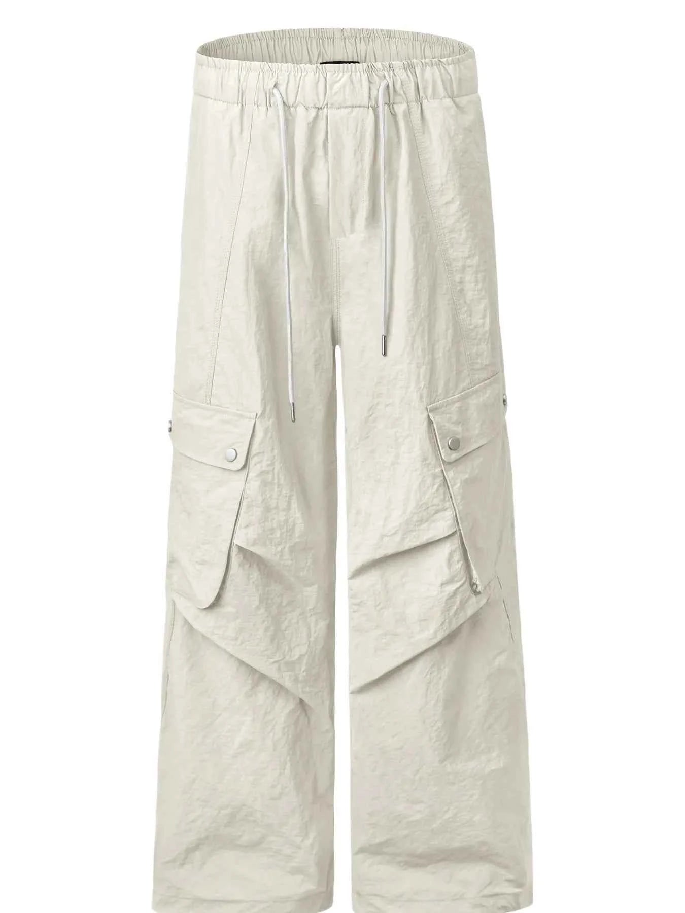 Men's Wide Leg Cargo Pants with Drawstring Waist