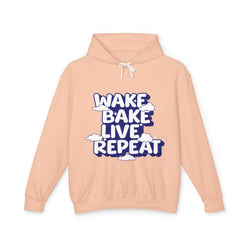 WAKE BAKE LIVE REPEAT - Unisex Lightweight Hooded Sweatshirt - Damned Threads