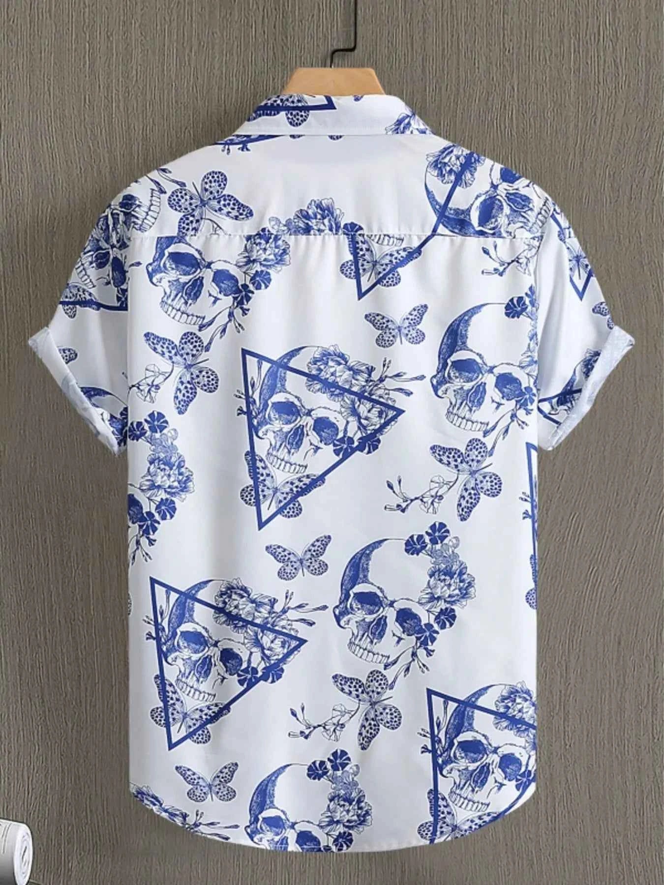 Men's Printed Button Up Short Sleeve Shirt