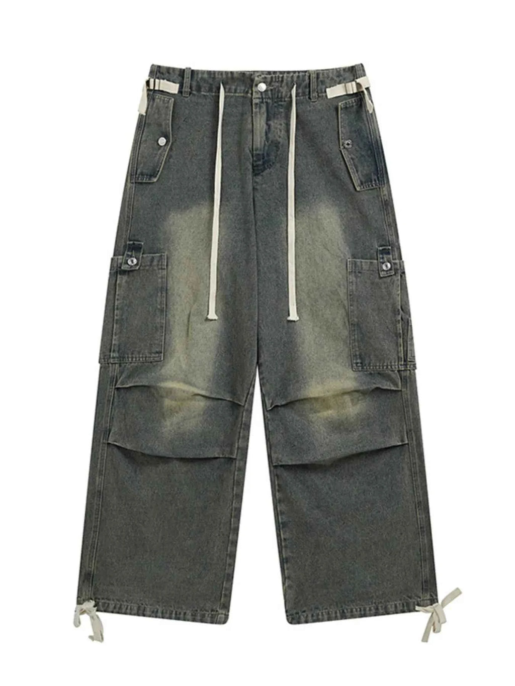 Men's Wide Leg Washed Cargo Jeans