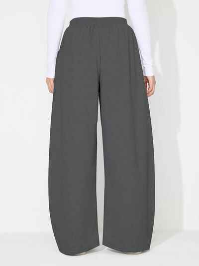 Elastic Waist Wide Leg Pants with Pockets - Damned Threads