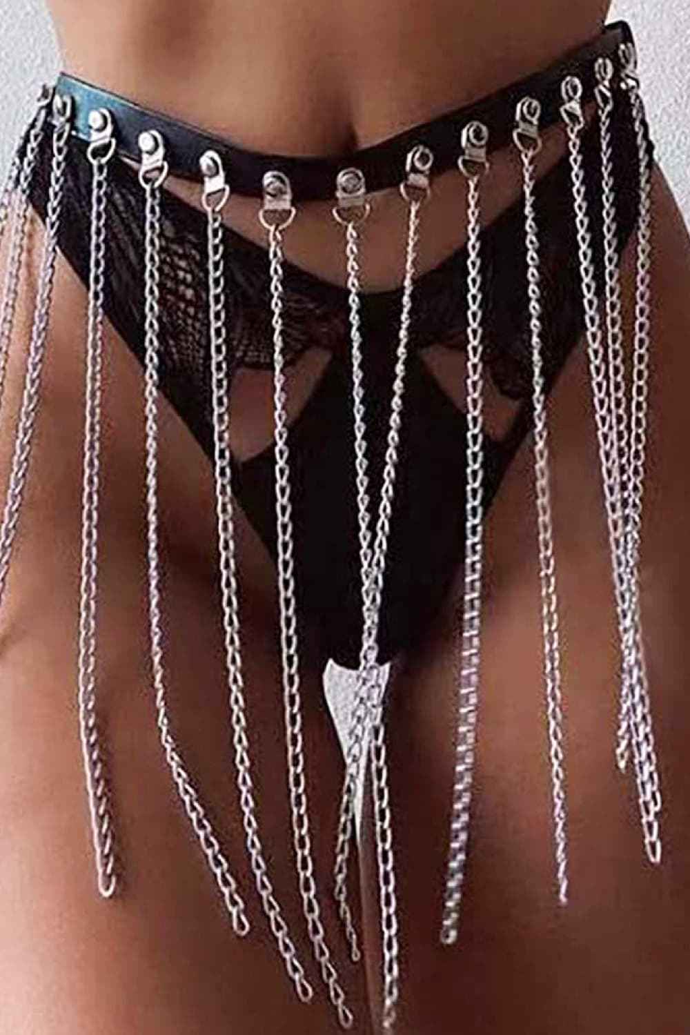 Fringed Chain PU Leather Belt - Damned Threads