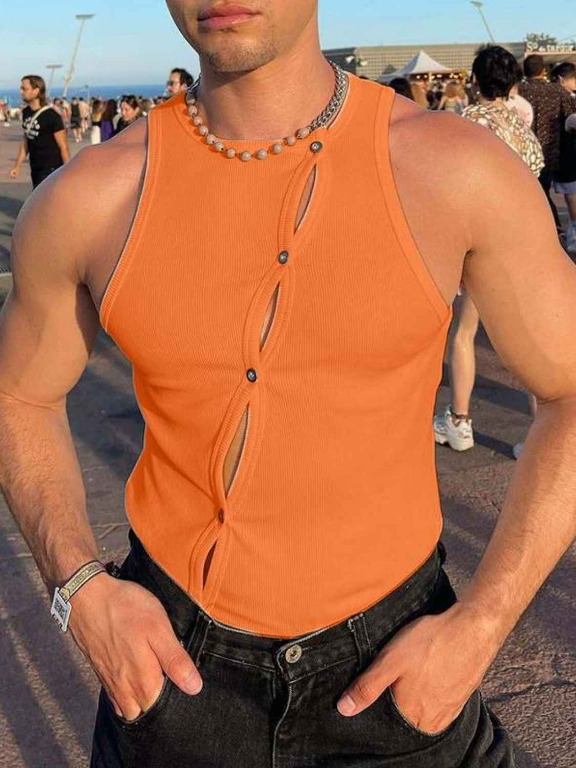 Men's Full Size Split-Button Tank - Damned Threads