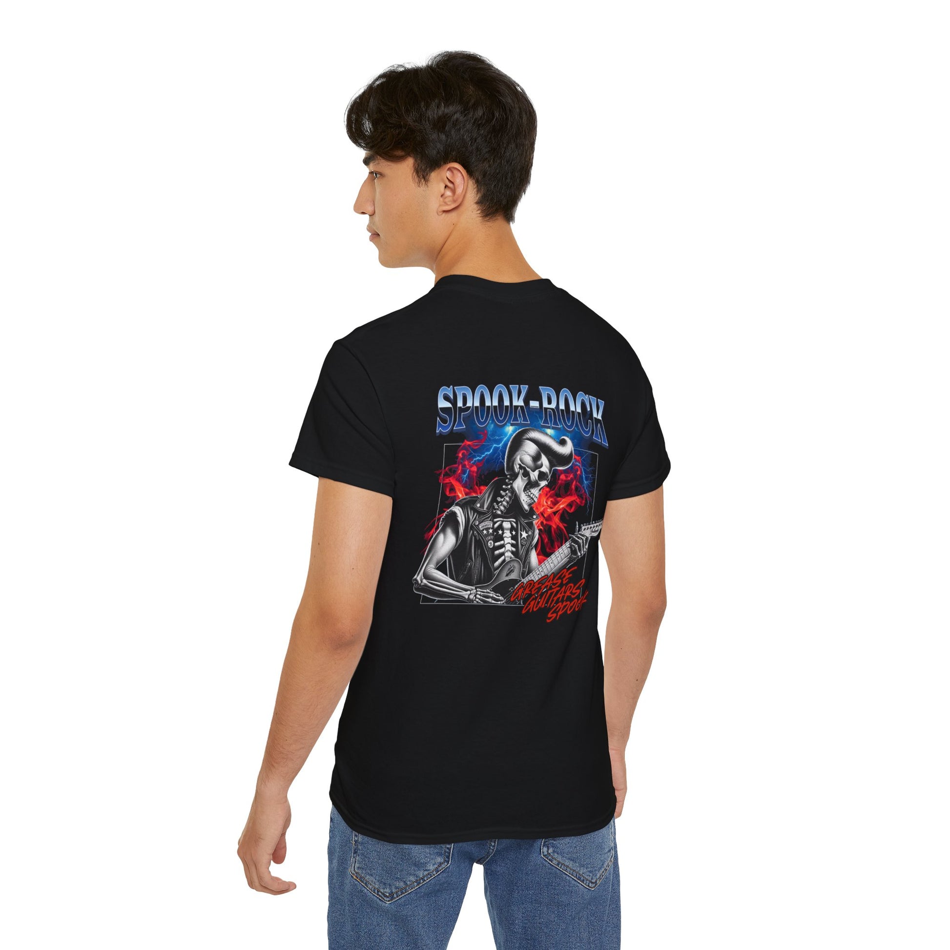 Spook-Rock - Unisex Cotton Tee (Back) - Damned Threads