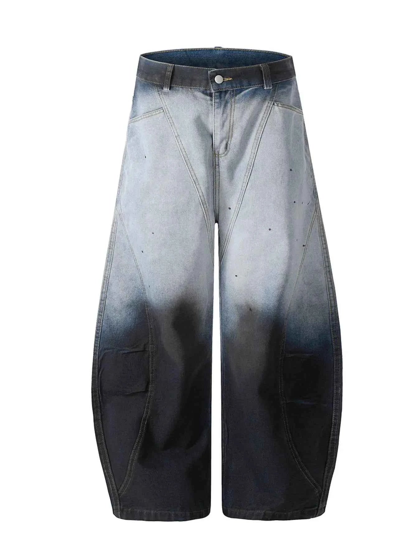 Men's Gradient Curved Jeans with Seam Detail