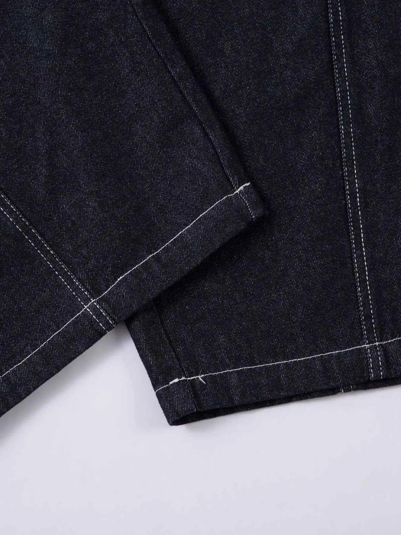 Men's High Waist Contrast Stitching Curved Jeans