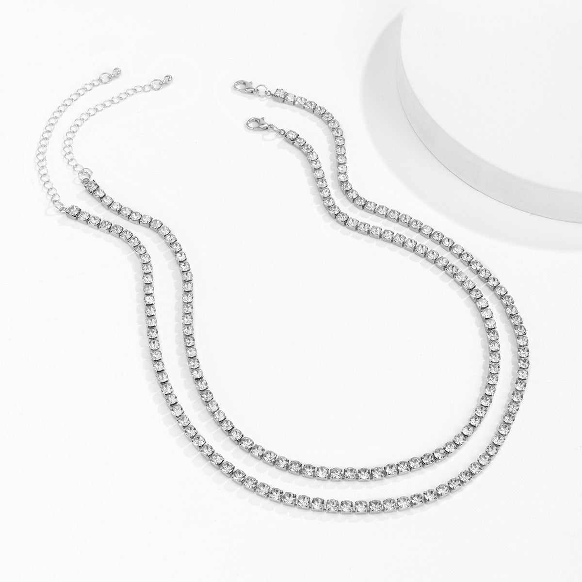 Retro Layered Rhinestone Design Necklace - Damned Threads