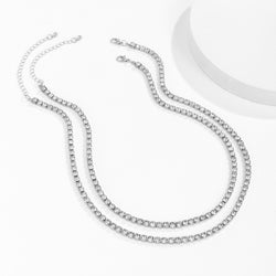 Retro Layered Rhinestone Design Necklace - Damned Threads