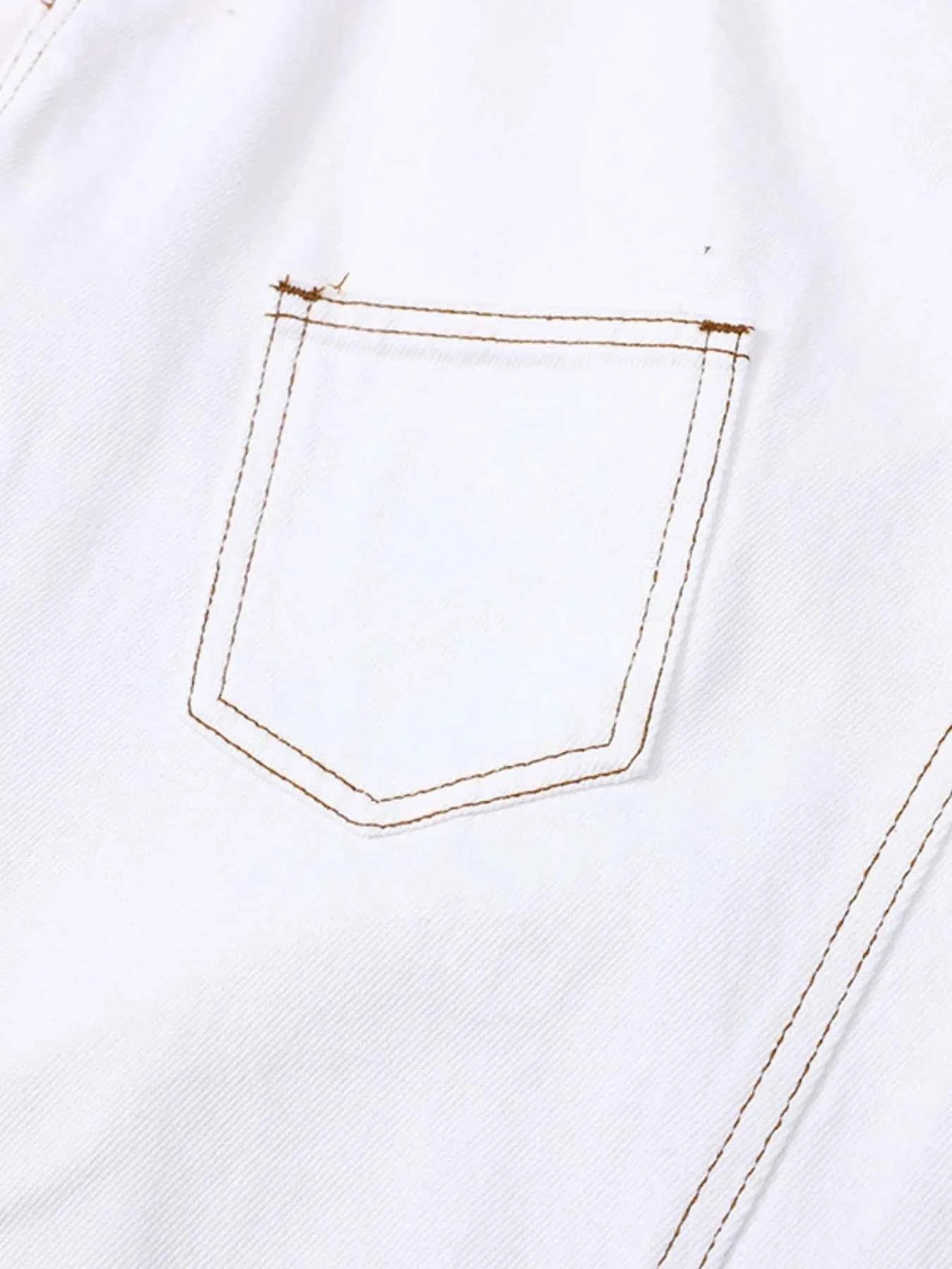 Men's Cargo Curved Jeans with Contrast Stitching