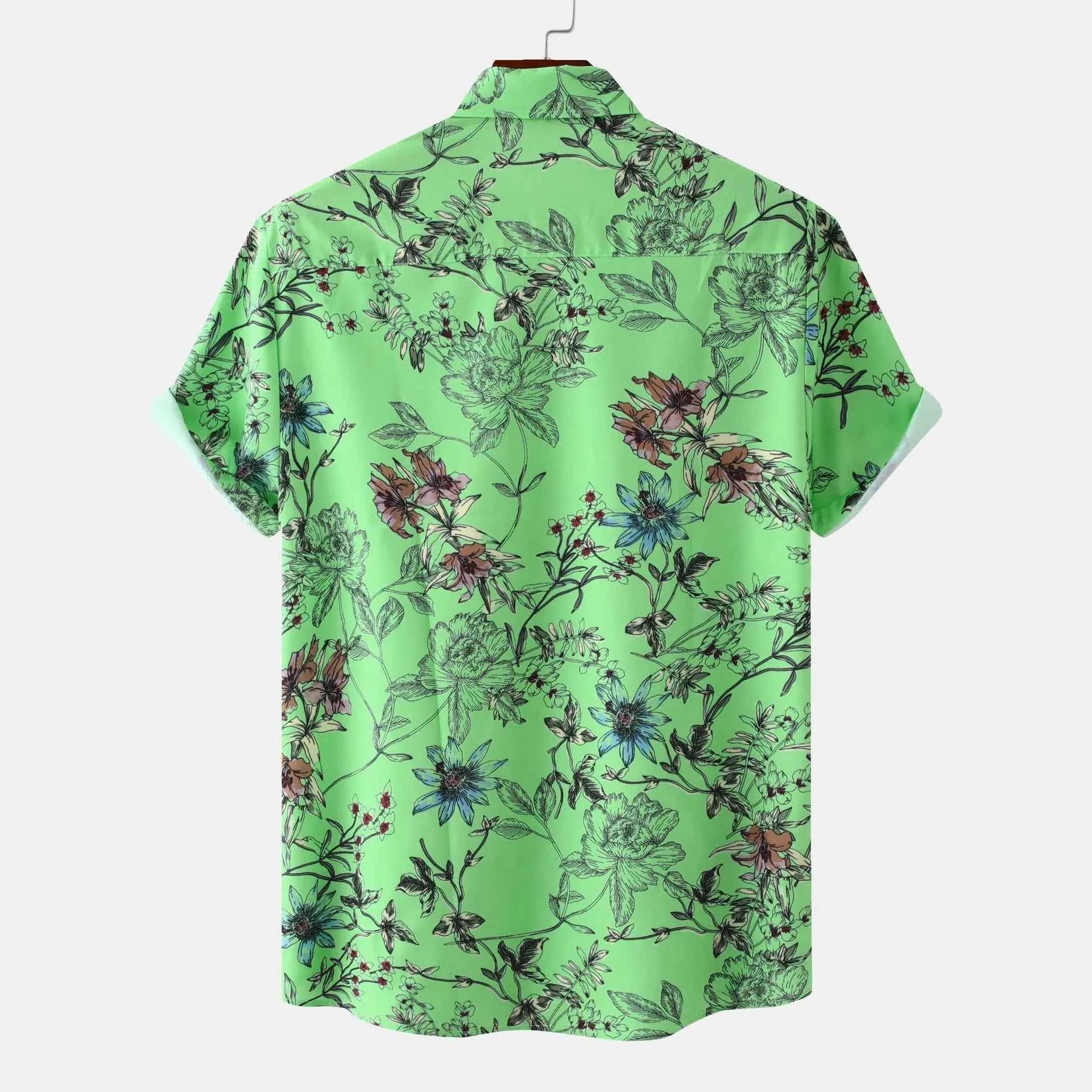 Men's Plus Size Floral Print Short Sleeve Button Down Casual Shirt