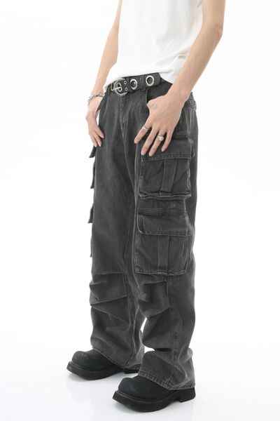 Men's Multi-Pocket Pleated Cargo Jeans - Damned Threads