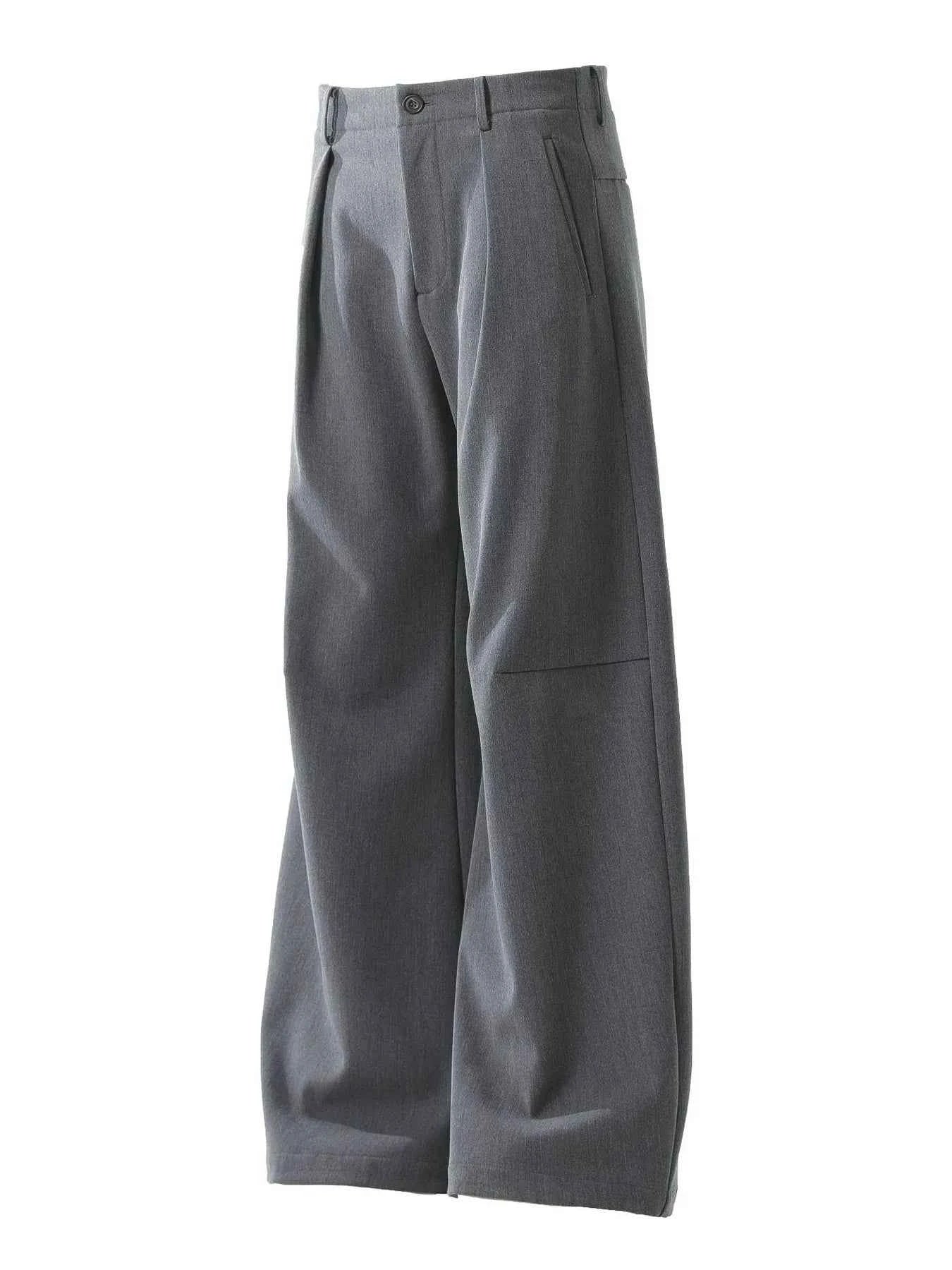 Men's High Waist Pleated Curved Pants