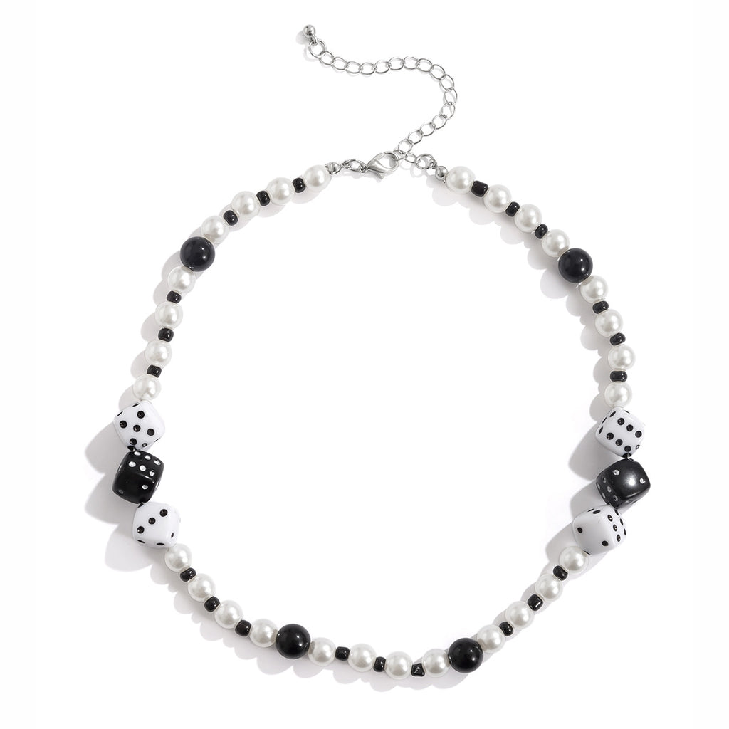 Classic Dice Mosaic Pearl Necklace - Damned Threads