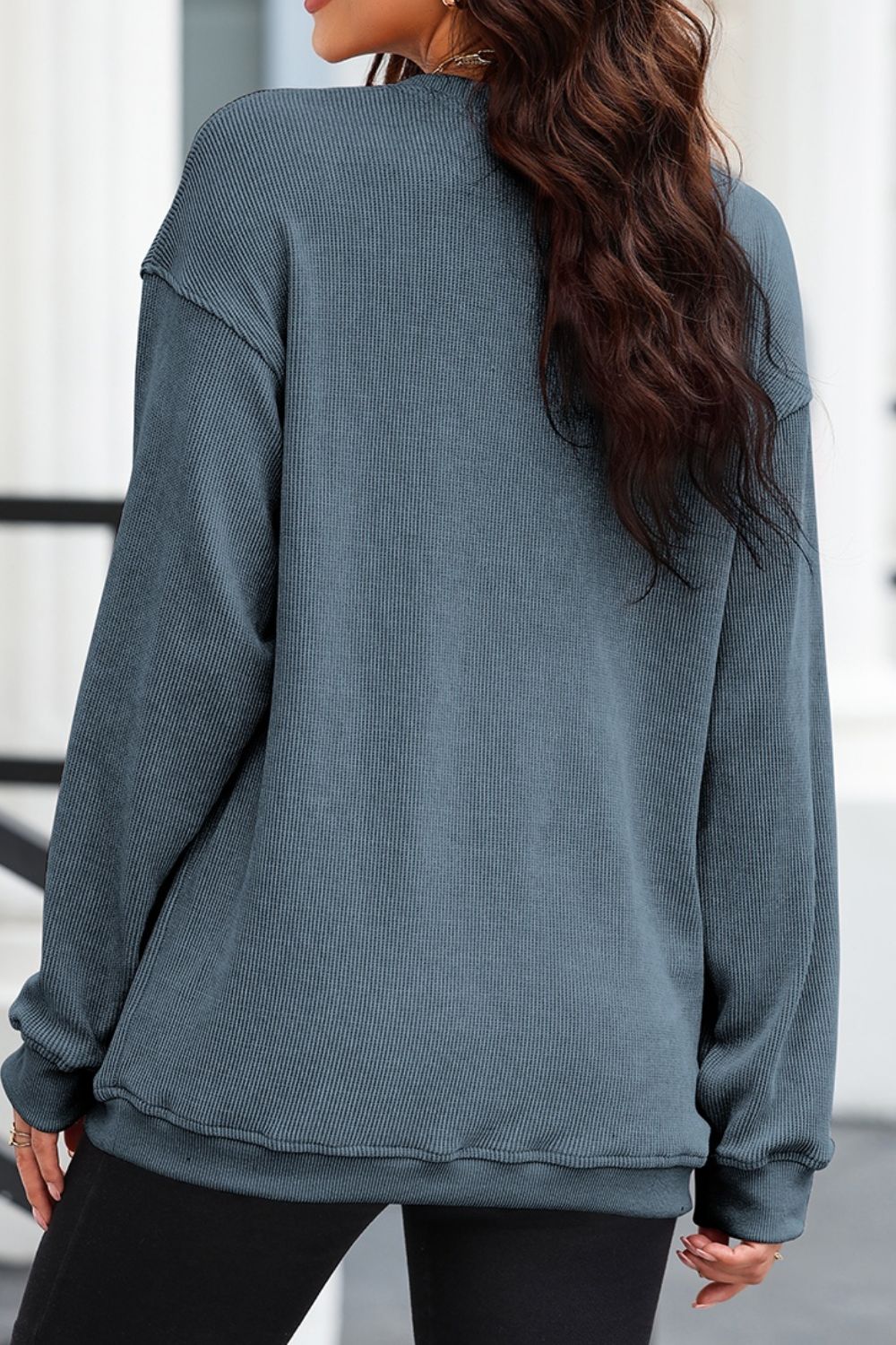 Glitter Ghost Round Neck Long Sleeve Sweatshirt - Damned Threads