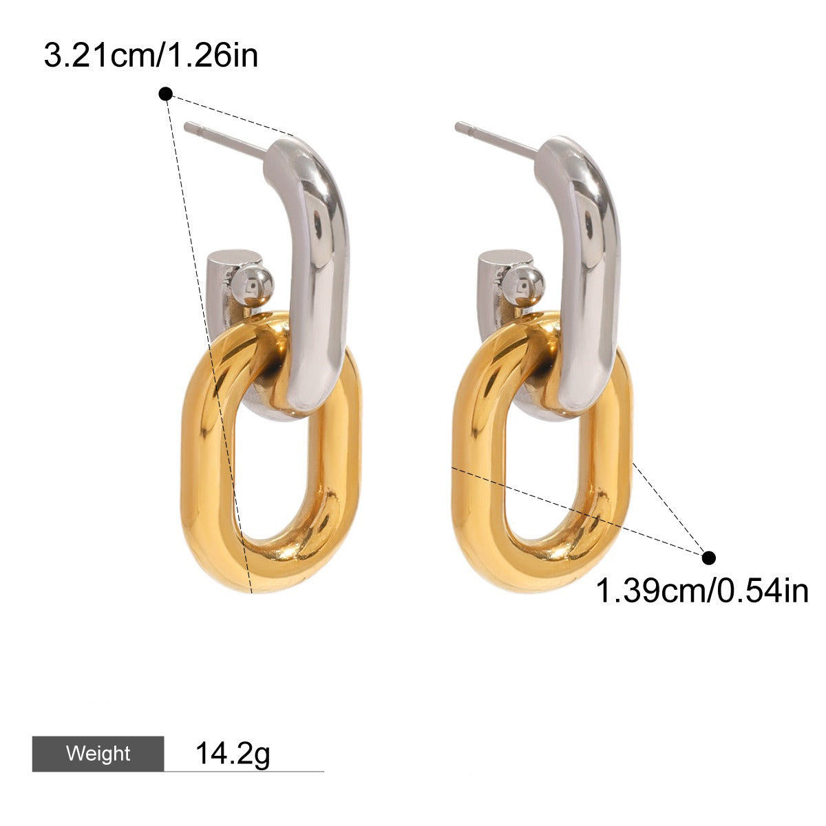 18K Gold-Plated Oval Gold & Silver Earrings - Damned Threads