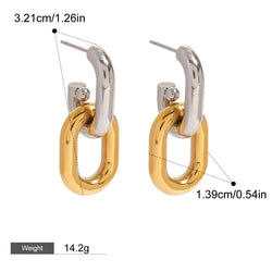 18K Gold-Plated Oval Gold & Silver Earrings - Damned Threads