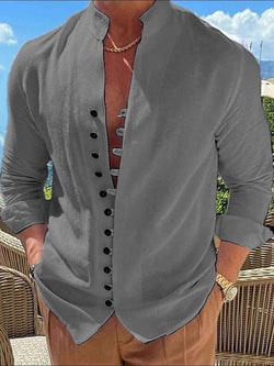 Men's Full Size Button Front Long Sleeve Shirt Plus Size - Damned Threads