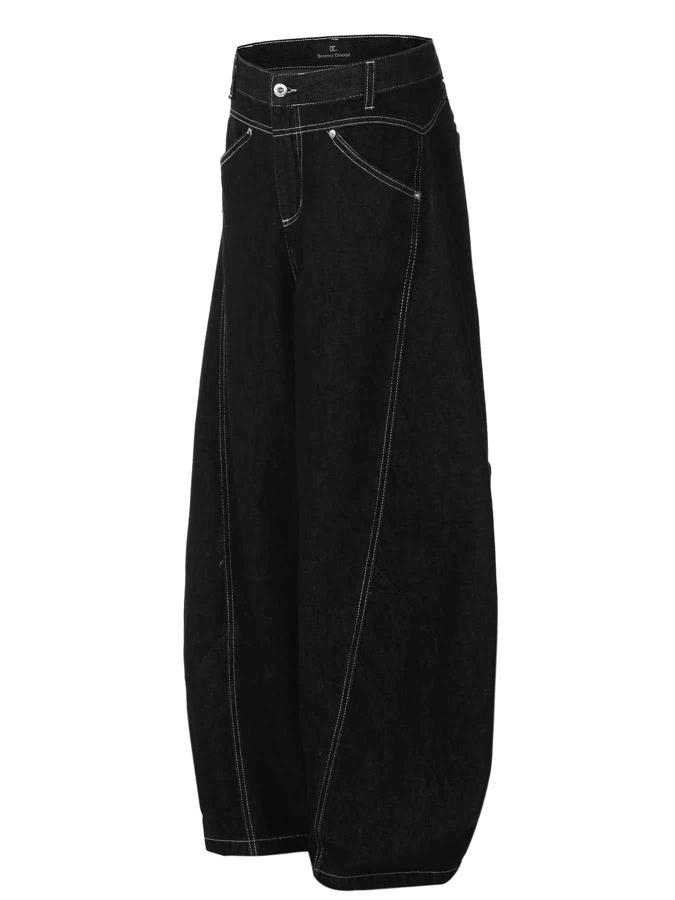 Men's Wide Leg Jeans with Contrast Stitching