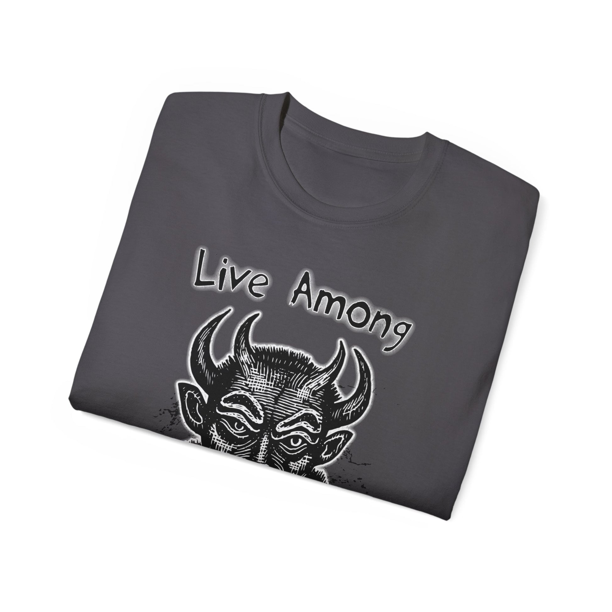 Live Among Demons - Unisex Cotton Tee (Front) - Damned Threads