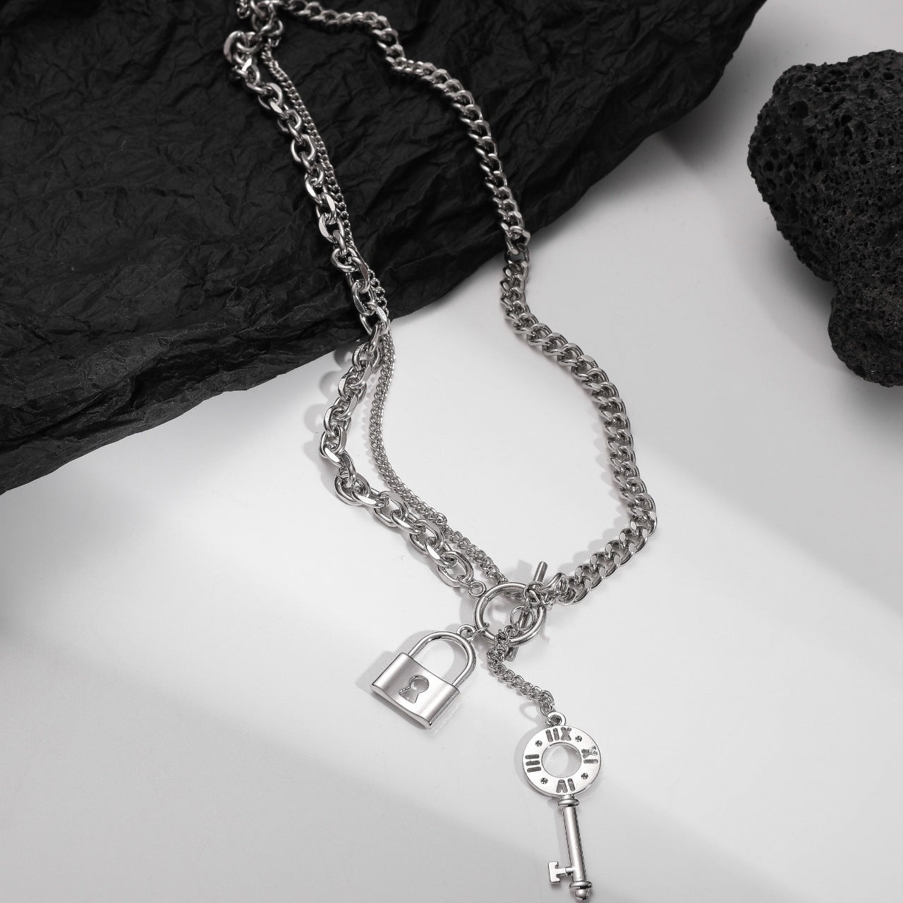 Key & Lock Pendant Necklace With OT Clasp - Damned Threads