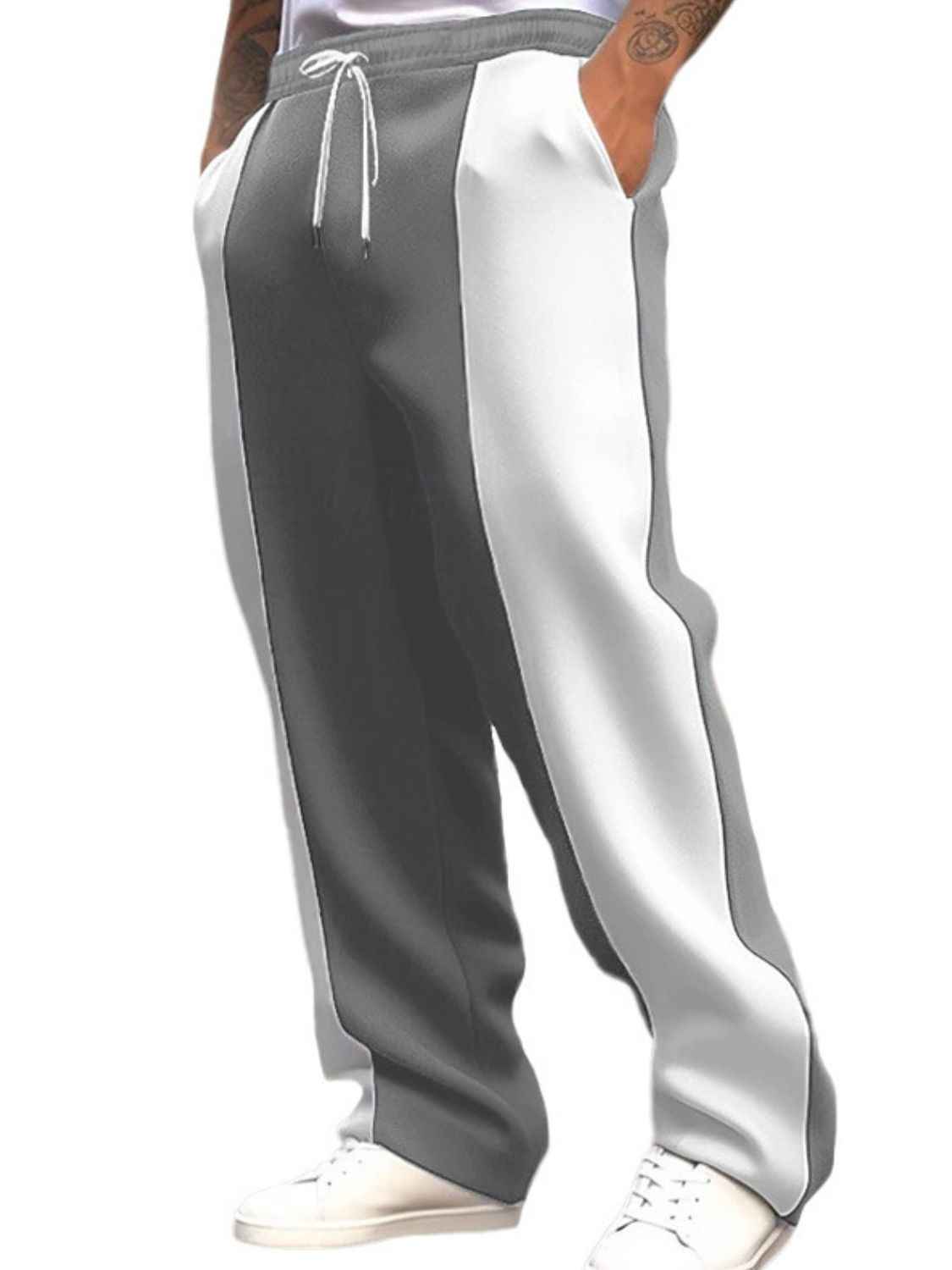 Men's Full Size Drawstring Contrast Pants Plus Size - Damned Threads