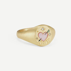 18K Gold Pattern & Inlaid Zirconia Ring - Damned Threads