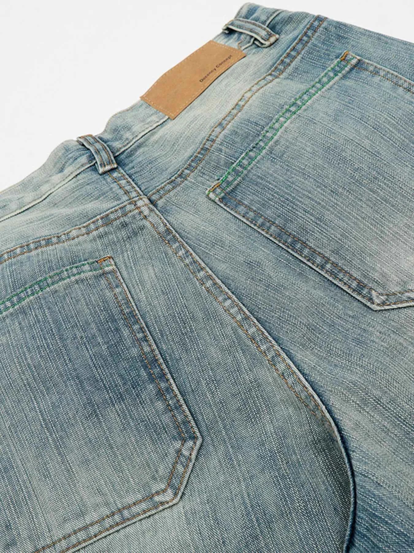 Men's High Waist Washed Curved Jeans