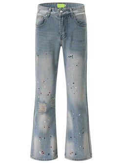 Men's Washed Distressed Bootcut Jeans