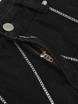 Men's Spider Web Embroidered Flared Jeans