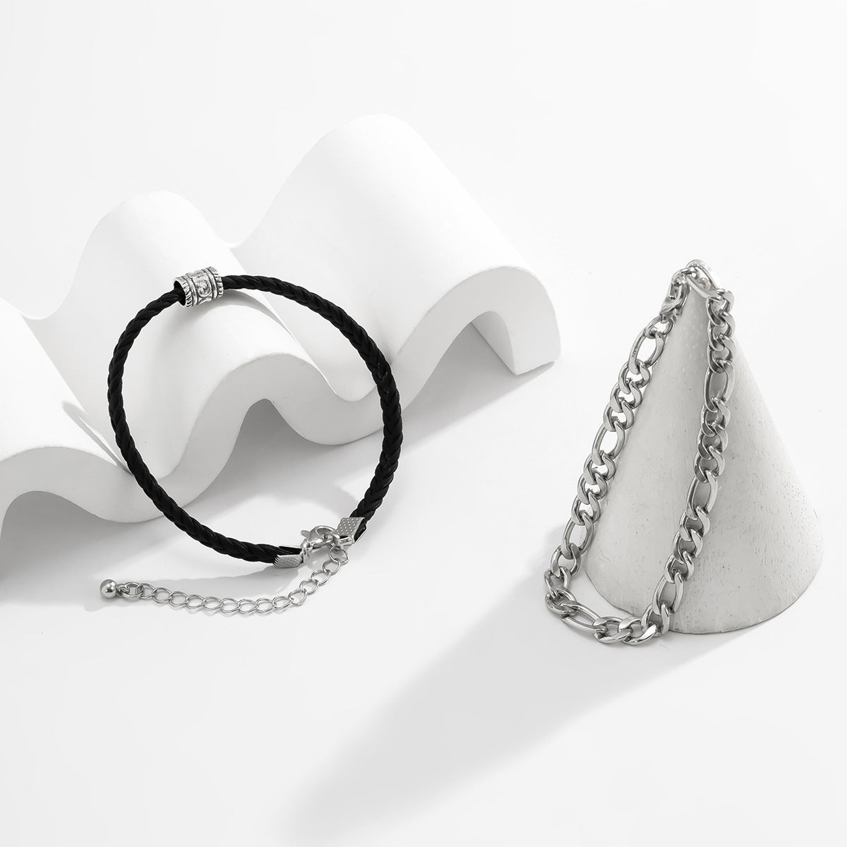 Black & Silver Double Bracelet Set - Damned Threads