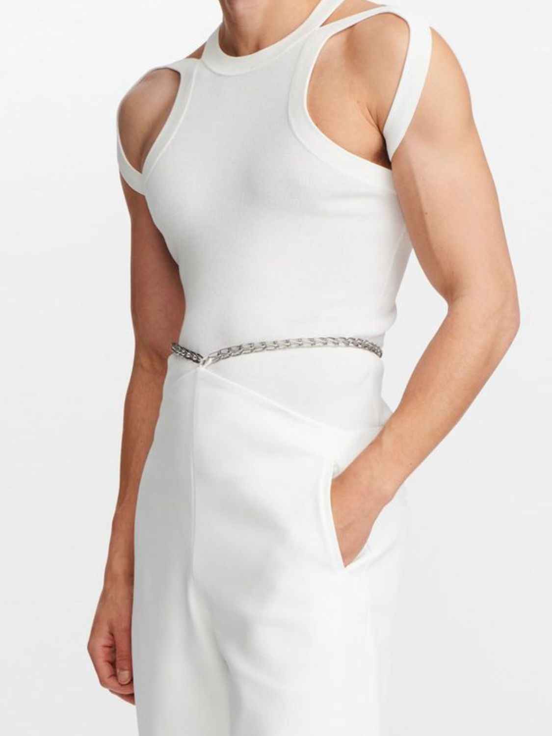 Men's Full Size Cutout Round Neck Tank Plus Size - Damned Threads