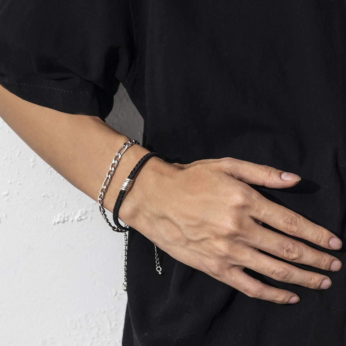 Black & Silver Double Bracelet Set - Damned Threads