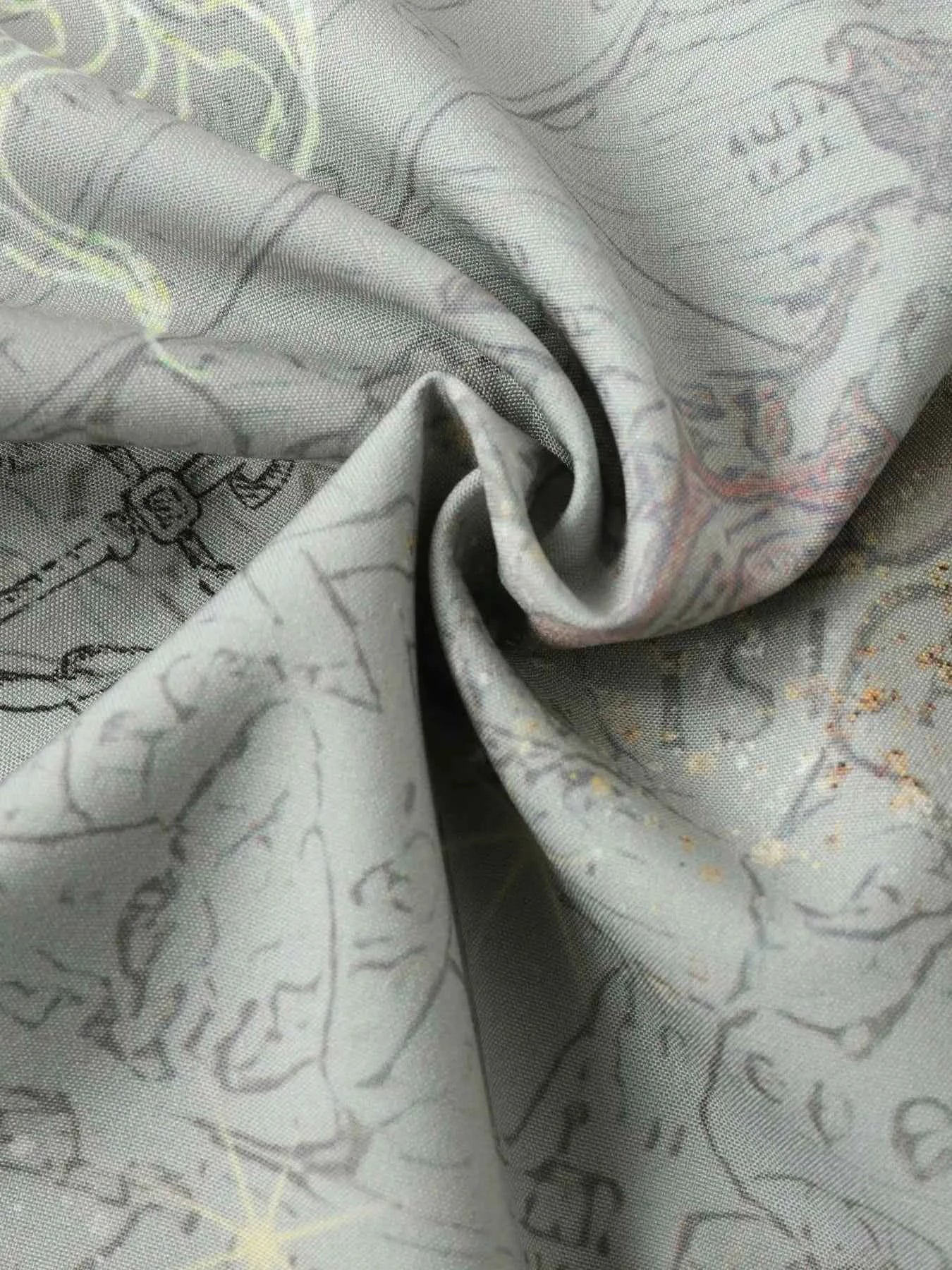 Men's Vintage Map Print Short Sleeve Button Down Shirt