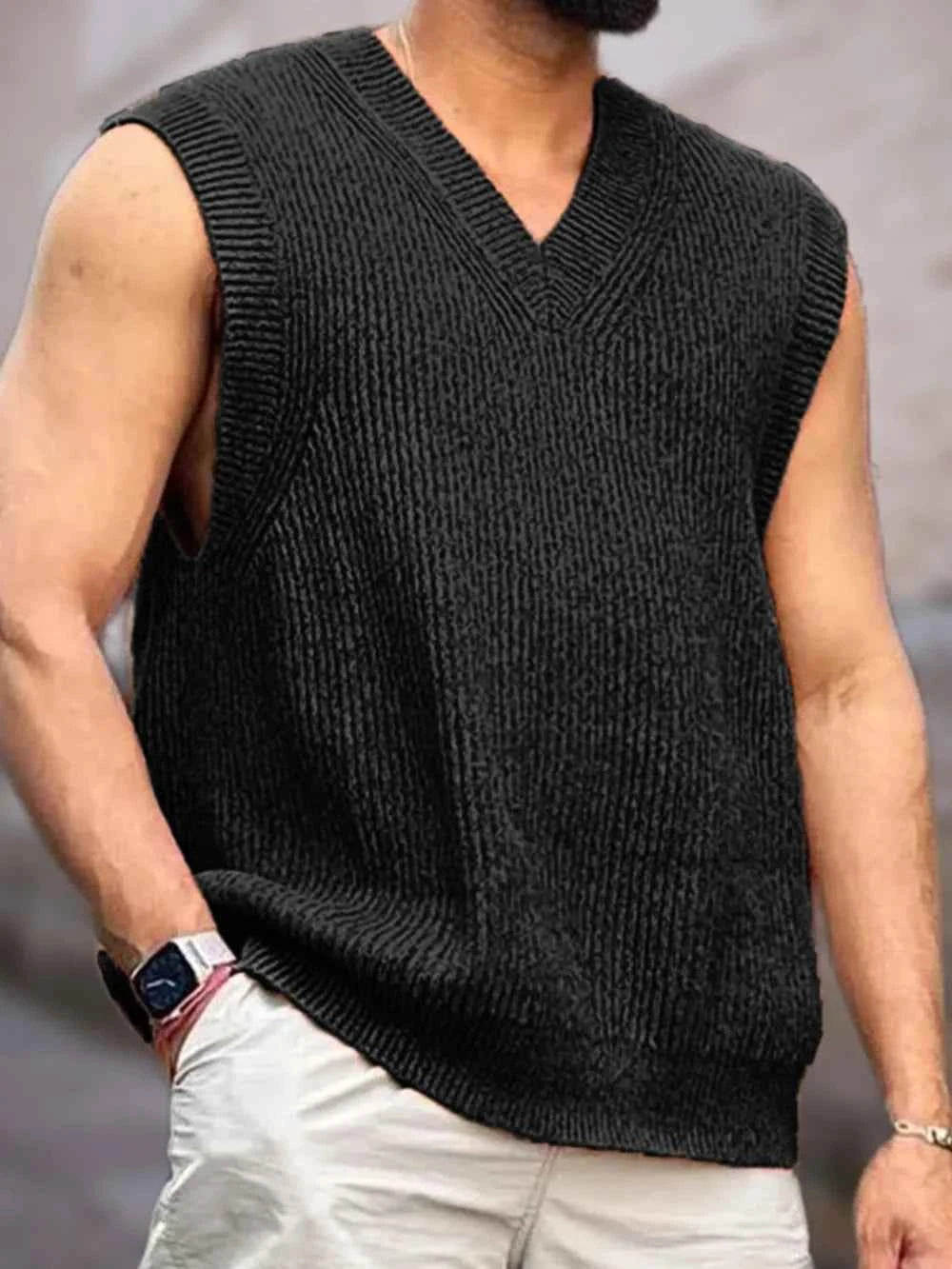 Men's V-Neck Knit Sweater Vest