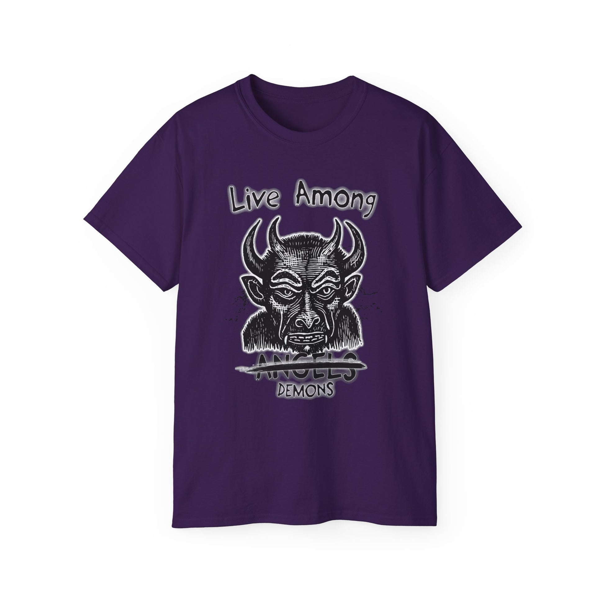 Live Among Demons - Unisex Cotton Tee (Front) - Damned Threads