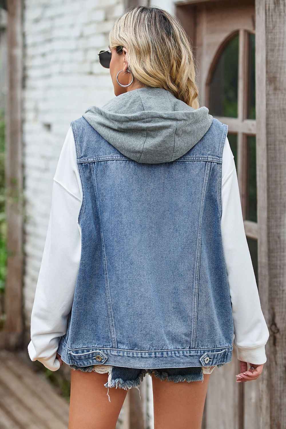 Sleeveless Denim Top with A Detachable Hood - Damned Threads