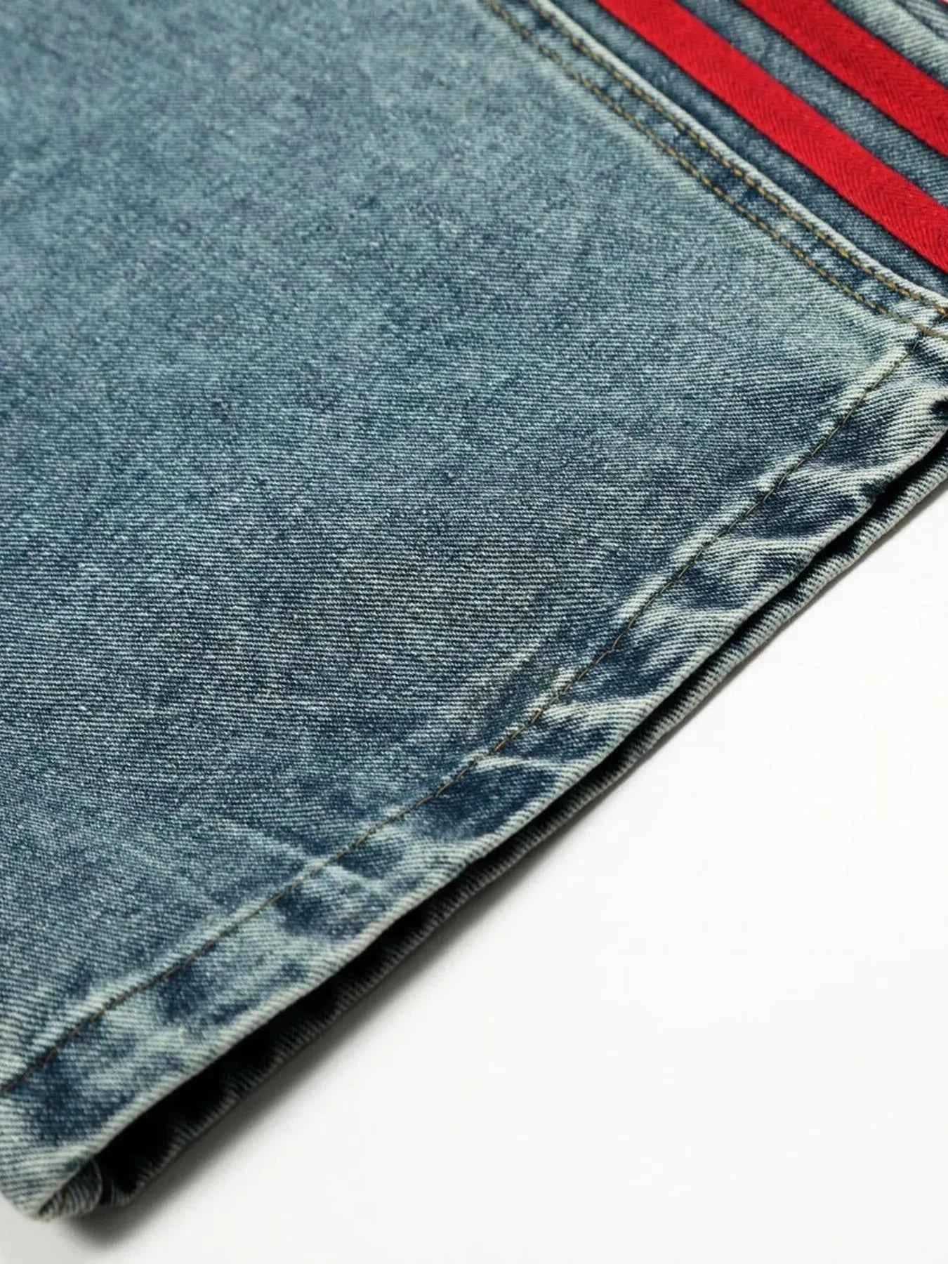 Men's Washed Curved Jeans with Side Stripe Detail