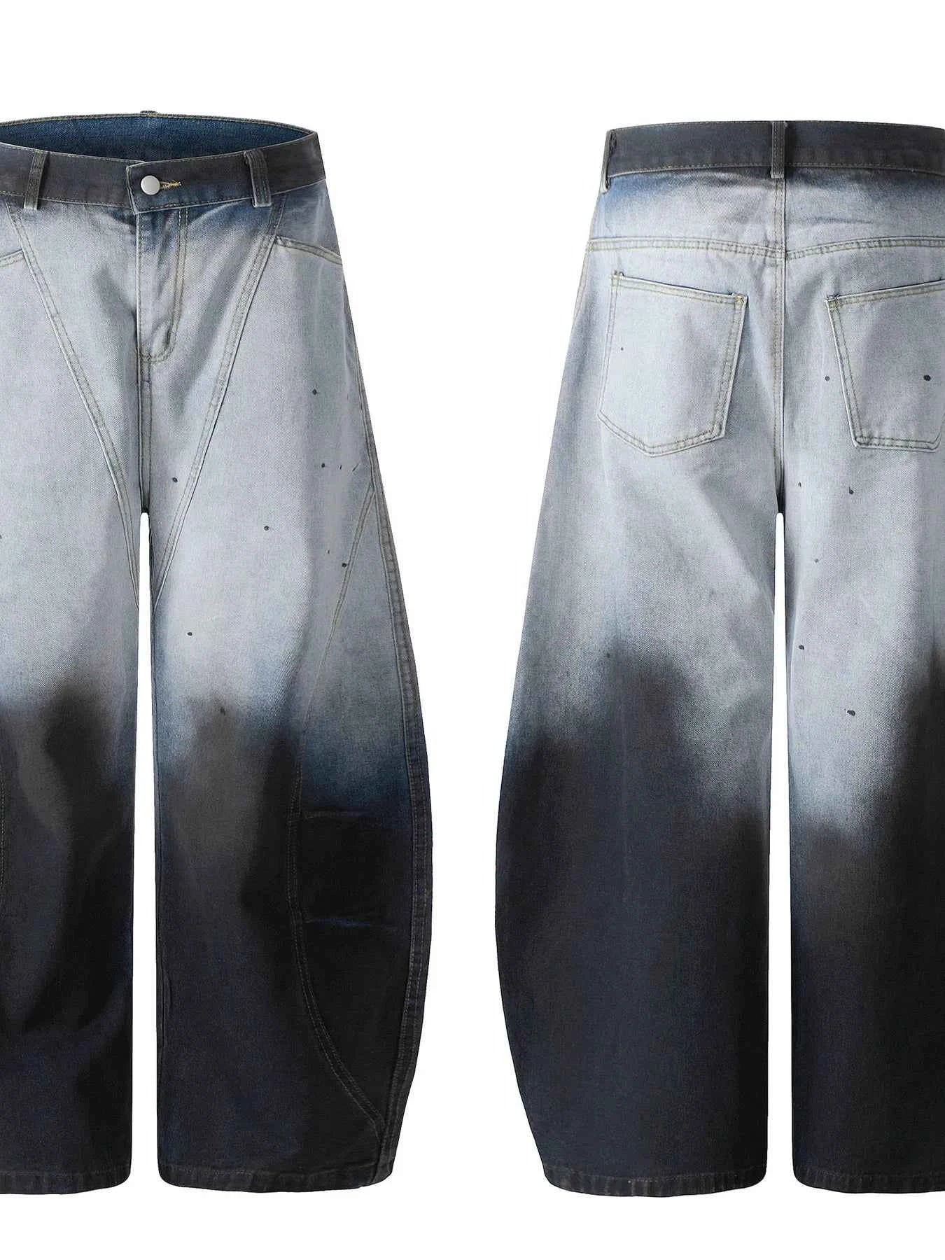 Men's Gradient Curved Jeans with Seam Detail