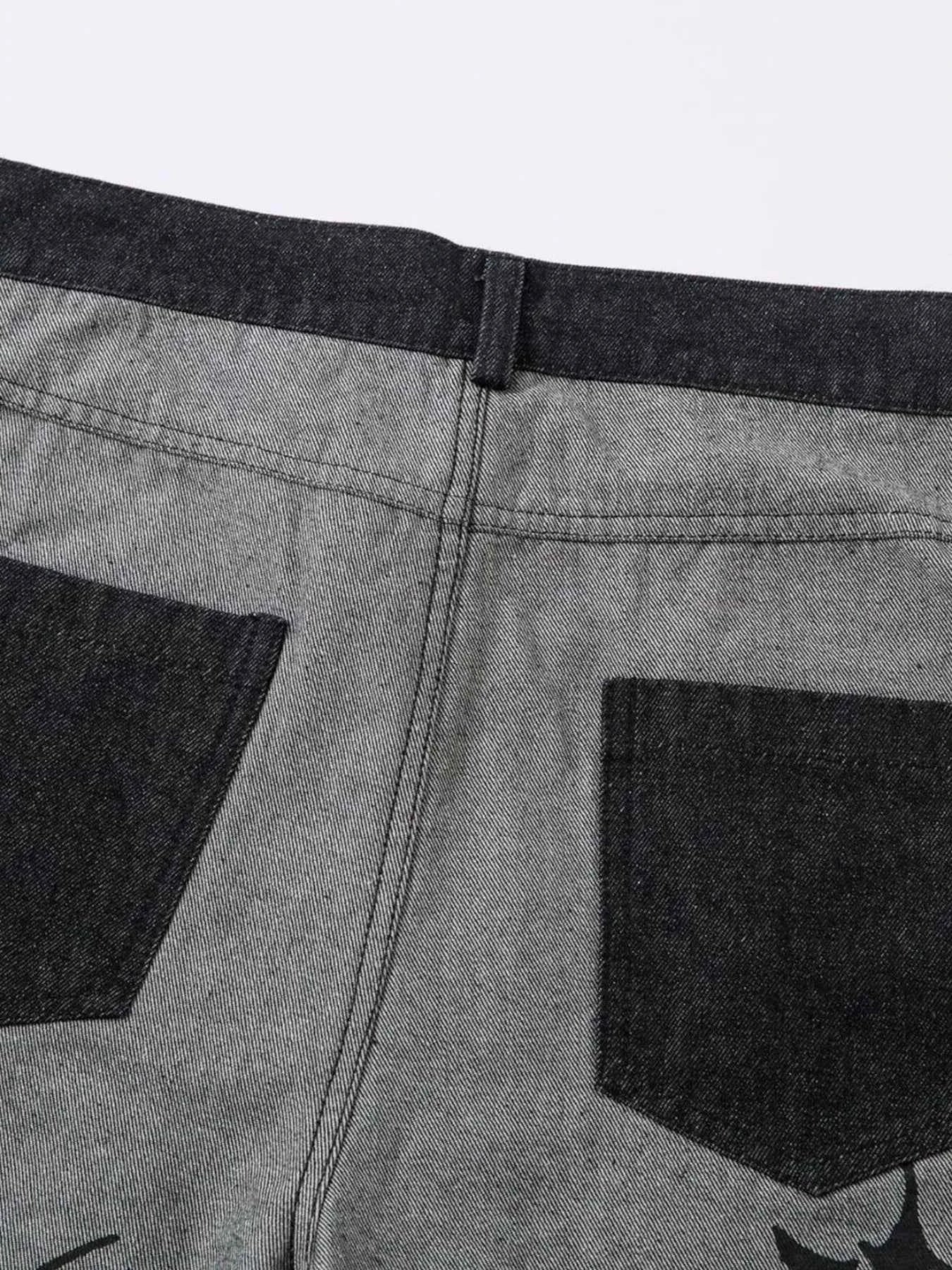 Men's Lightning Pattern Wide Leg Jeans