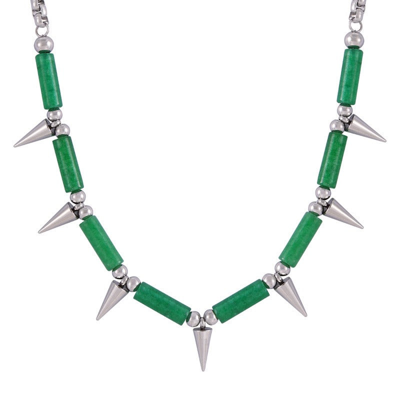 Spikes & Gem Bead Necklace - Damned Threads