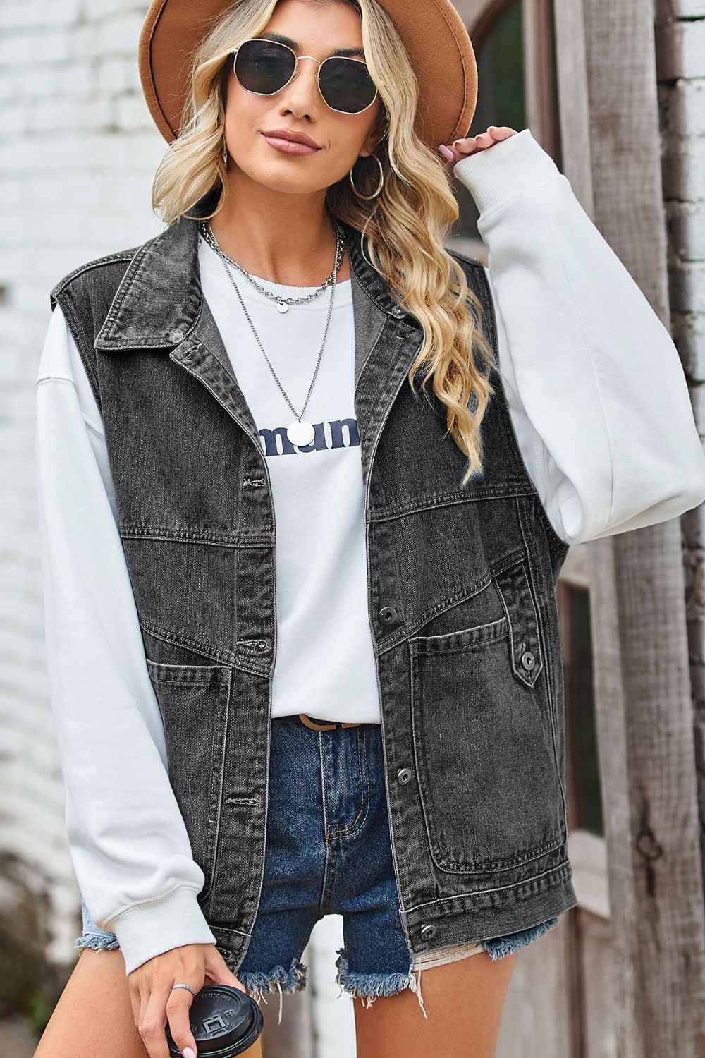 Sleeveless Denim Top with A Detachable Hood - Damned Threads
