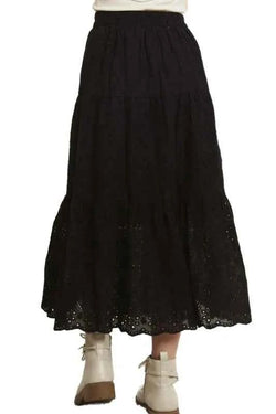 Elastic Waistband Tiered Midi Skirt - Damned Threads
