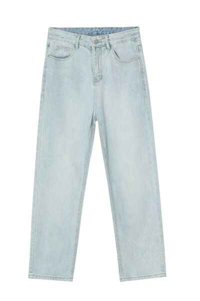 Washed Straight-Leg Slim Jeans - Damned Threads