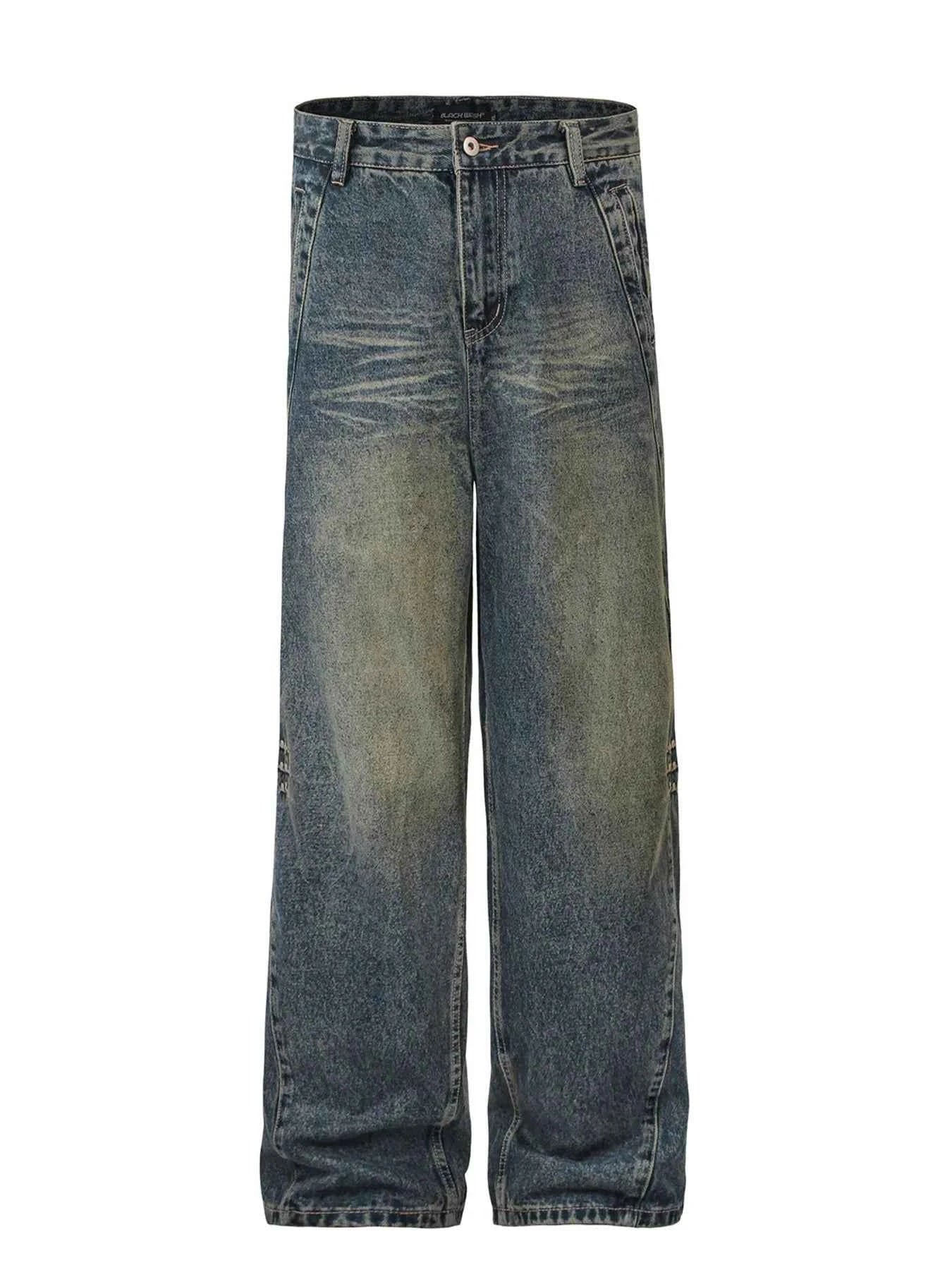 Men's High Waist Washed Straight Jeans