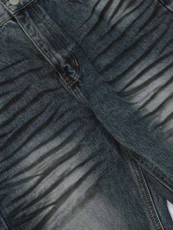 Men's Washed Distressed Wide-Leg Jeans
