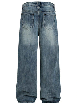 Men's Washed Wide Leg Jeans