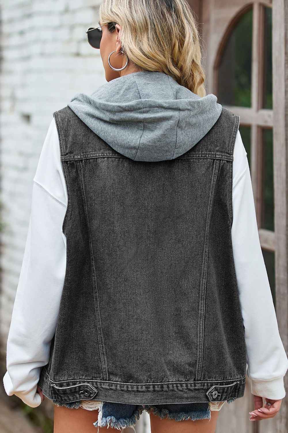 Sleeveless Denim Top with A Detachable Hood - Damned Threads