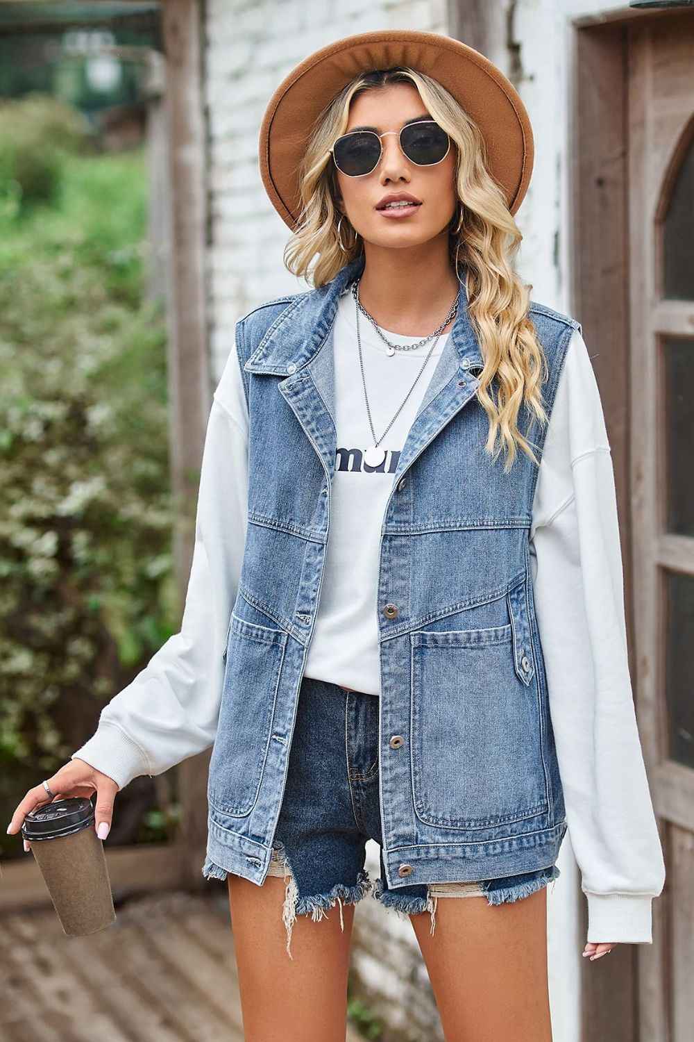 Sleeveless Denim Top with A Detachable Hood - Damned Threads
