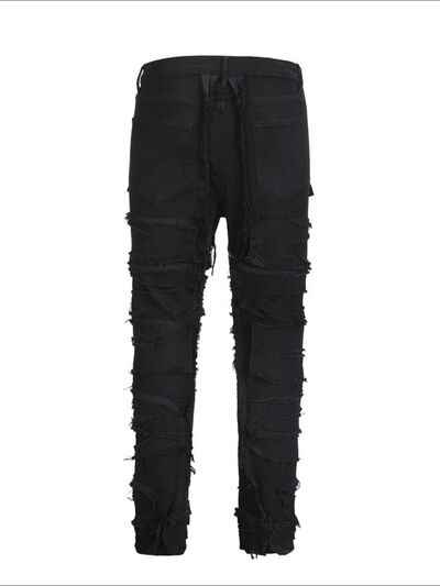 Men's Washed Distressed Panelled Jeans - Damned Threads